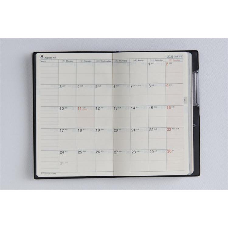 2026年3月始まり手帳 週間レフト B7 ビジネス手帳(800)黒