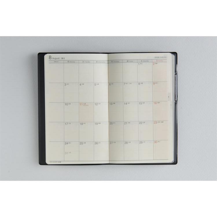 2026年3月始まり手帳 週間レフト B7 ニューダイアリーアルファ1(814)黒