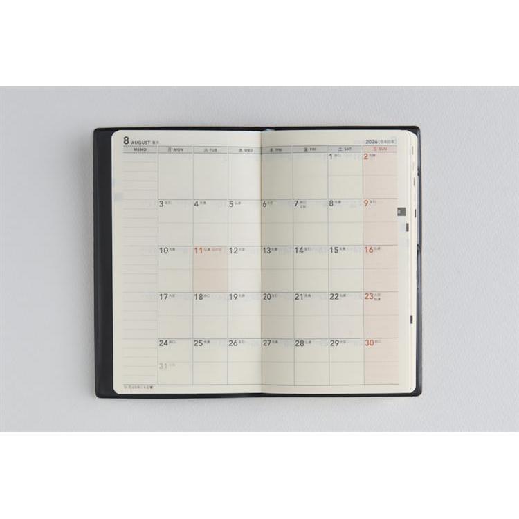 2026年3月始まり手帳 週間レフト B7 ニューダイアリーミニ2(831)黒