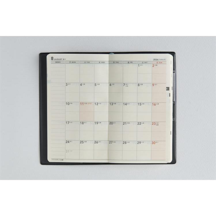 2026年3月始まり手帳 週間ブロック B7 ニューダイアリーミニ3(832)黒