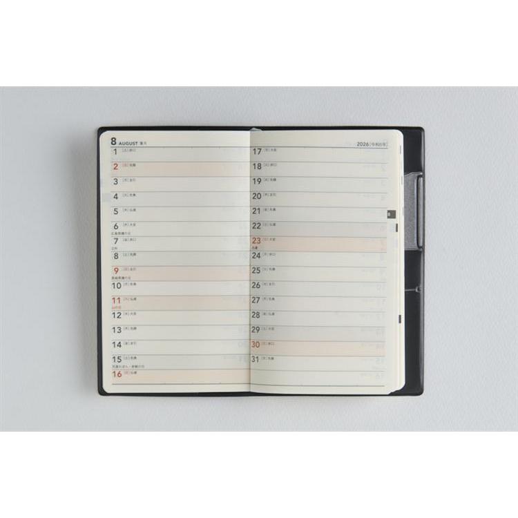 2026年3月始まり手帳 週間レフト B7 ニューダイアリーミニ1(833)黒