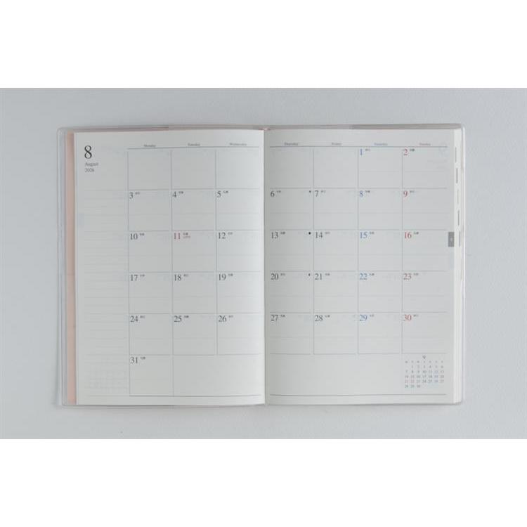 2026年4月始まり手帳 週間ブロック B6 プラーノ1(861)ベビーピーチ