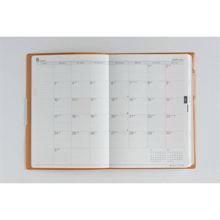 2026年3月始まり手帳 週間レフト B6 フェルテ2(887)オレンジ