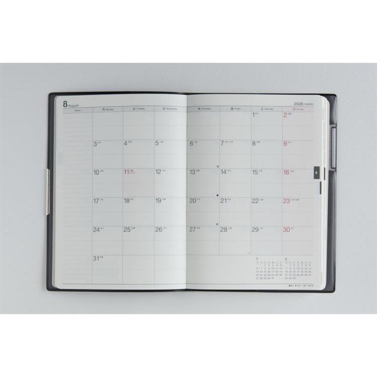 2026年3月始まり手帳 週間バーチカル B6 フェルテ9(889)黒