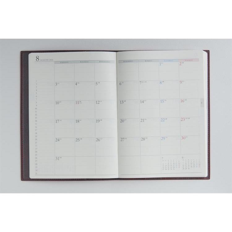 2026年3月始まり手帳 週間ブロック A5 デスクダイアリーカジュアル2(962)レッド