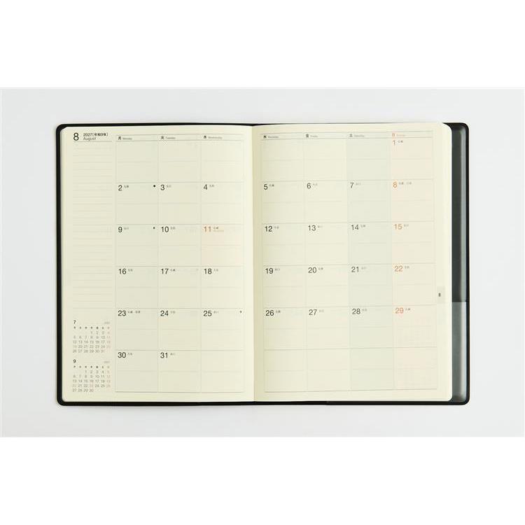 2027年1月始まり手帳 週間ブロック A5 ニューダイアリー 黒