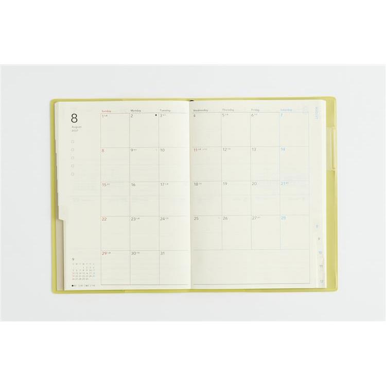 2027年1月始まり手帳 週間ブロック B6 トリンコ8 マイルドグリーン