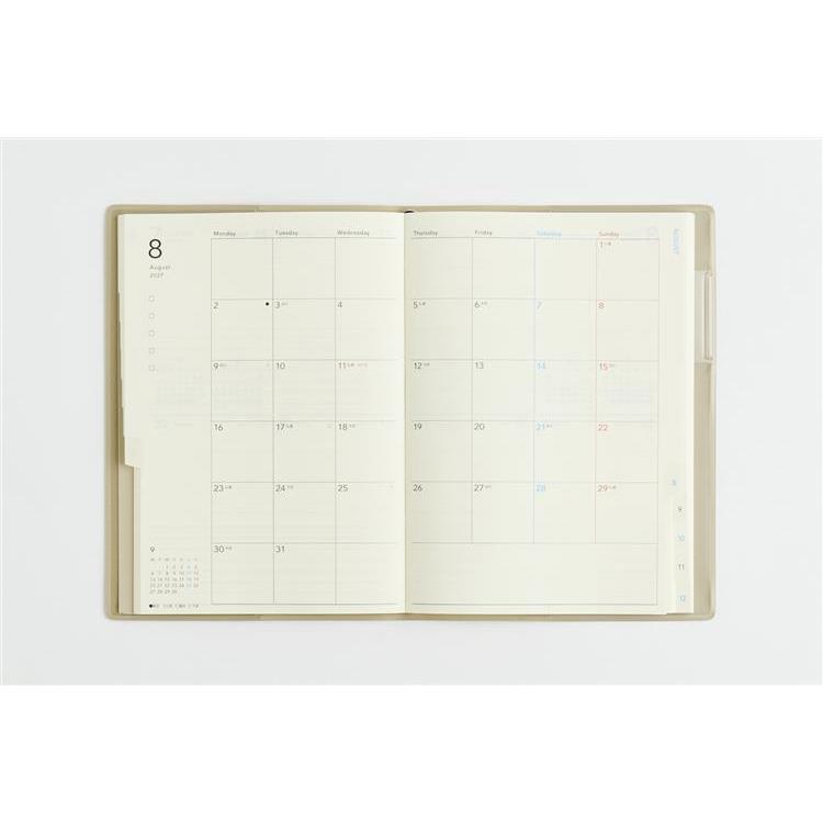 2027年1月始まり手帳 週間ブロック B6 トリンコ8 ソフトグレー