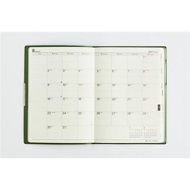 2026年12月始まり手帳 週間ブロック B6 フェルテ7 モスグリーン