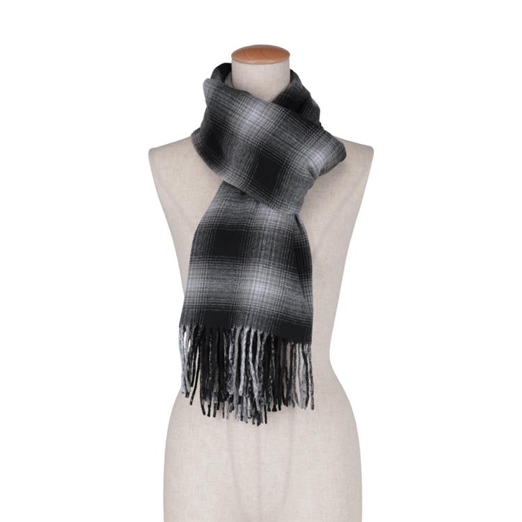 カシミヤタッチストール オンブレチェック ブラック【ロフト限定】 オンブレチェック/ブラック