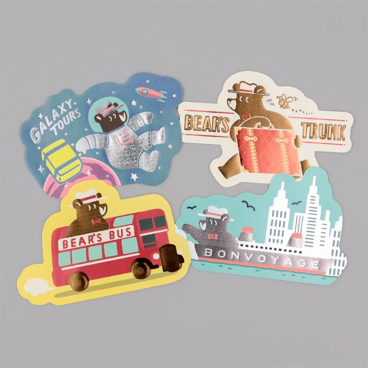 ダイカットステッカー オビワン×ロッカク レトロ郵便 旅熊 シップスツアー シップスツアー