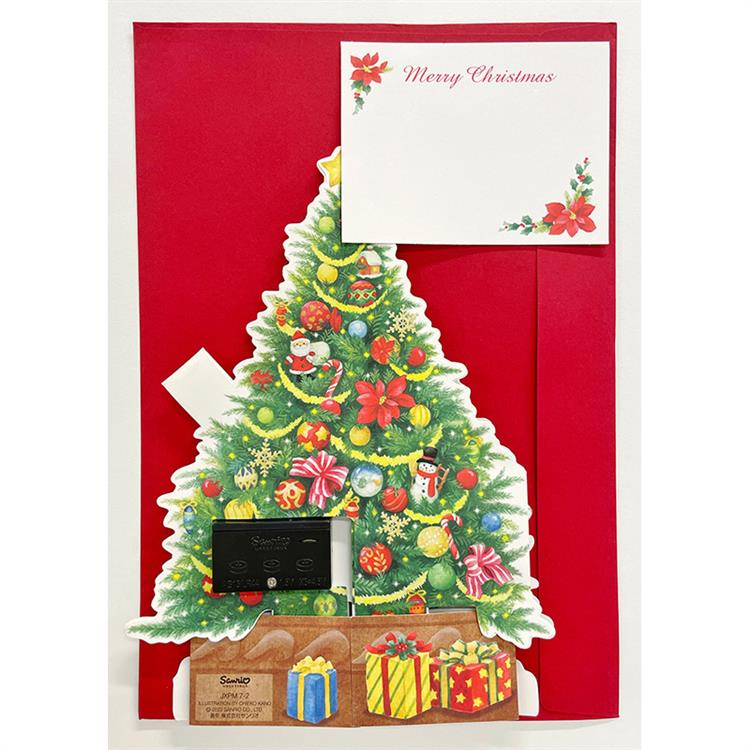 クリスマスカード ライト＆メロディー カラフルライト付きツリー 
