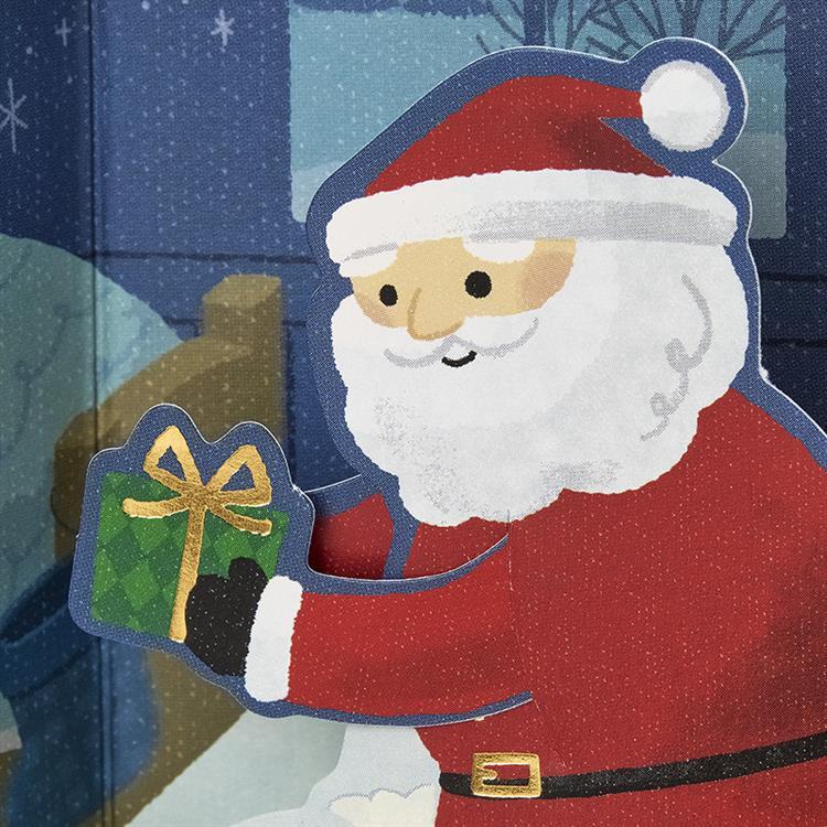 クリスマスカード ポップアップ サンタからプレゼント