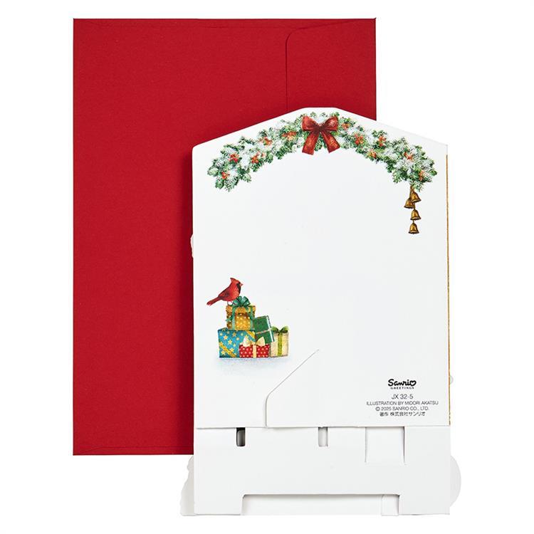 クリスマスカード 立体 窓の前にスノーマン