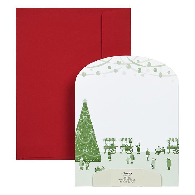 クリスマスカード 立体 緑の枠にデパート