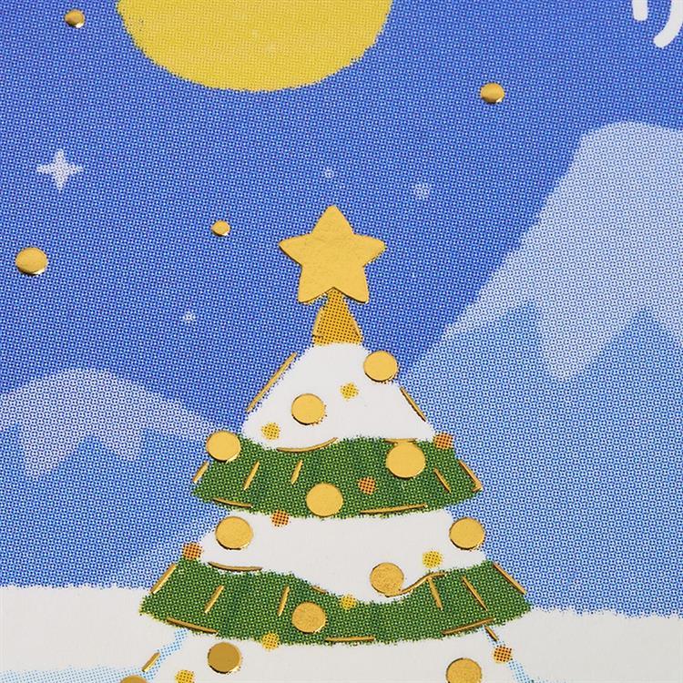 クリスマスミニカード ポップアップ 温泉にサンタ