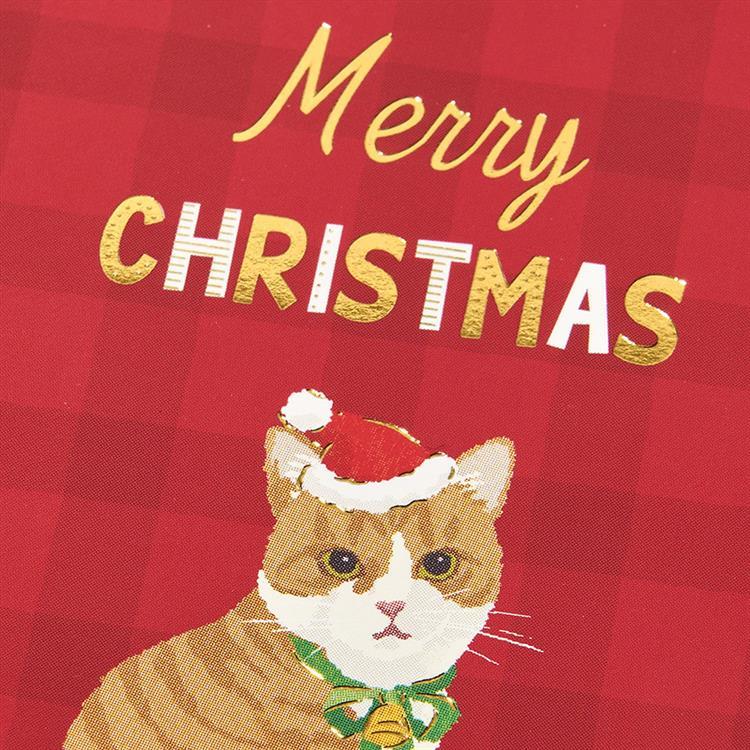 クリスマスミニカード ポップアップ サンタ帽子をかぶるネコ