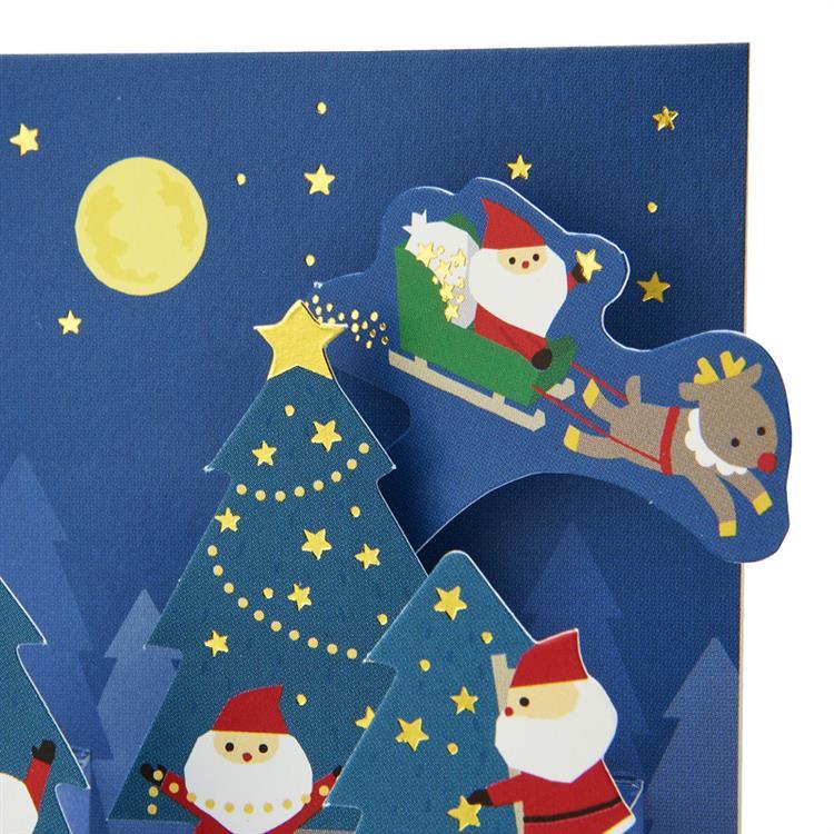 クリスマスミニカード ポップアップ 星を集めるサンタ
