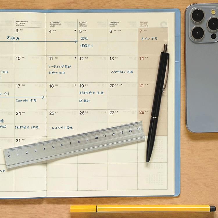 2025年12月始まり手帳 月間 A5 ポケット ワイン ワイン