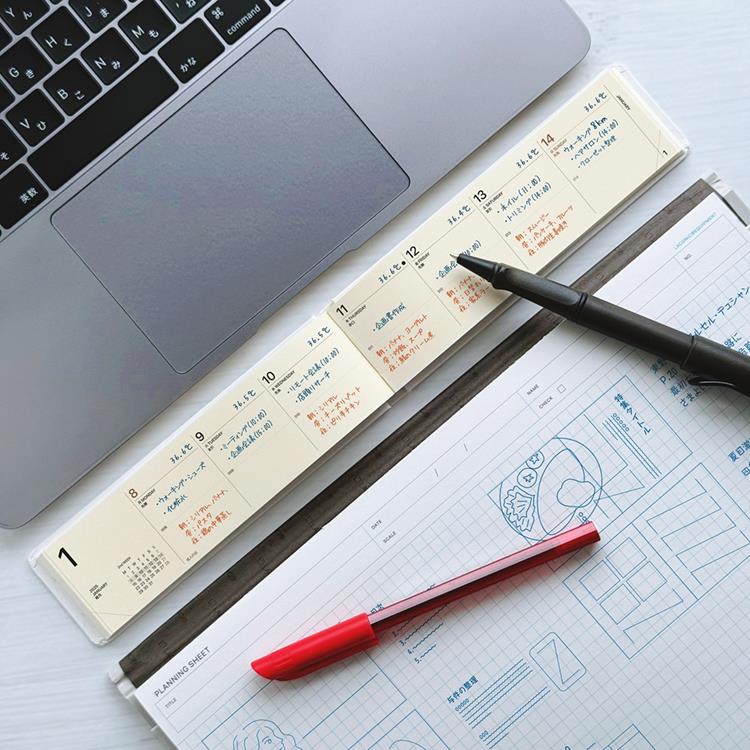 2025年12月始まり 週間ブロック A5変型 スティックダイアリー ハードカバー ブラック ブラック