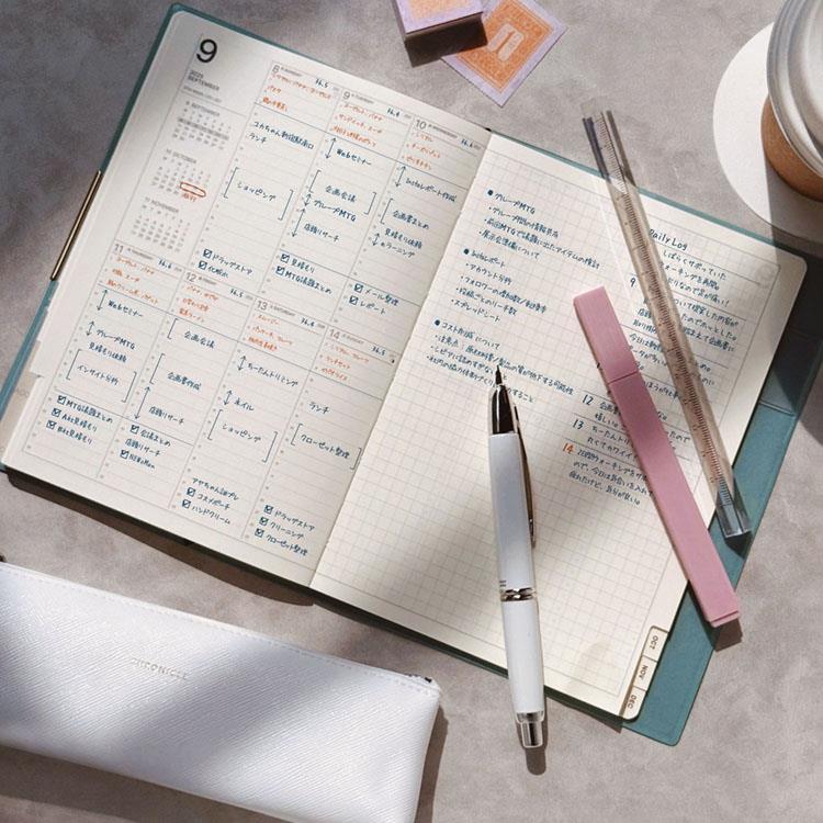 2026年3月始まり手帳 週間バーチカルレフト B6 ポケット ネイビー ネイビー