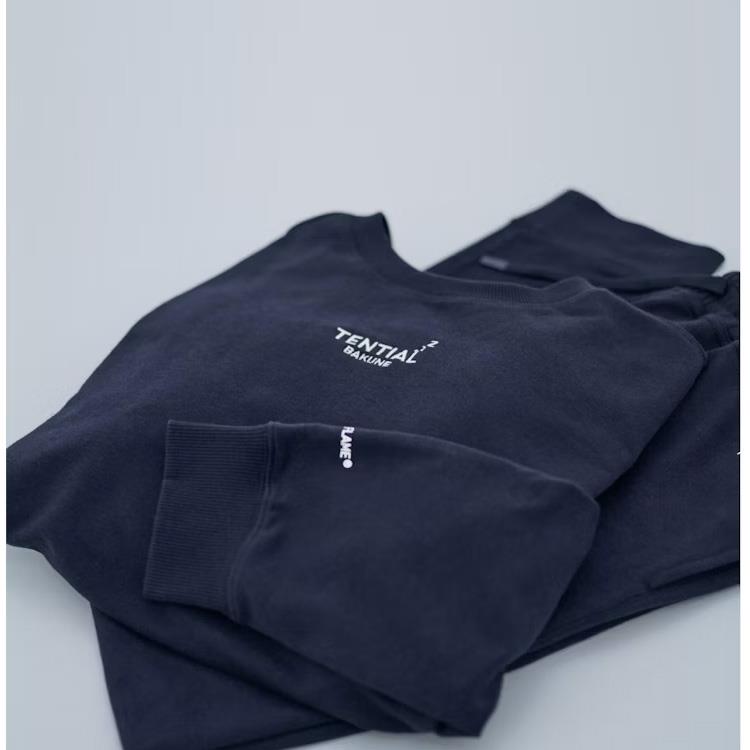 リカバリーウェア スウェット メンズ 長袖クルーネックシャツ ネイビー XLサイズ XL:ネイビー