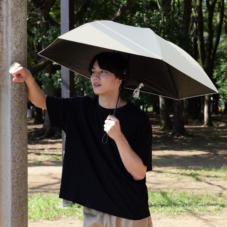折りたたみ傘 晴雨兼用 遮光 耐風 自動開閉 58cm ベージュ ベージュ