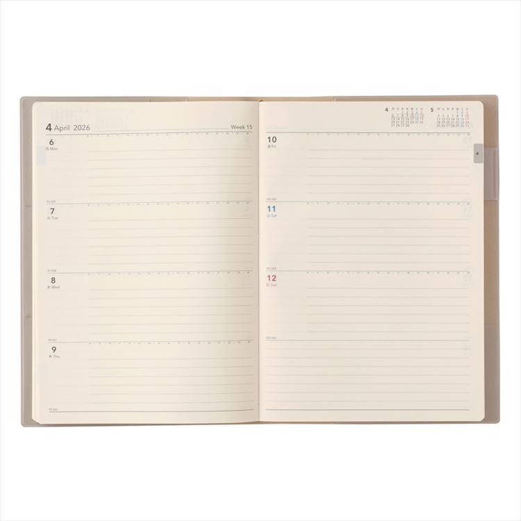 2026年4月始まり手帳 月間 A5 NOLTY トリム2 ベージュ ベージュ