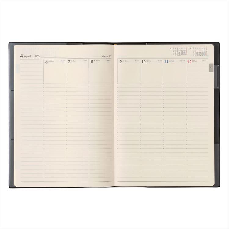 2026年4月始まり手帳 週間バーチカル A5 NOLTY トリム3 ブラック ブラック