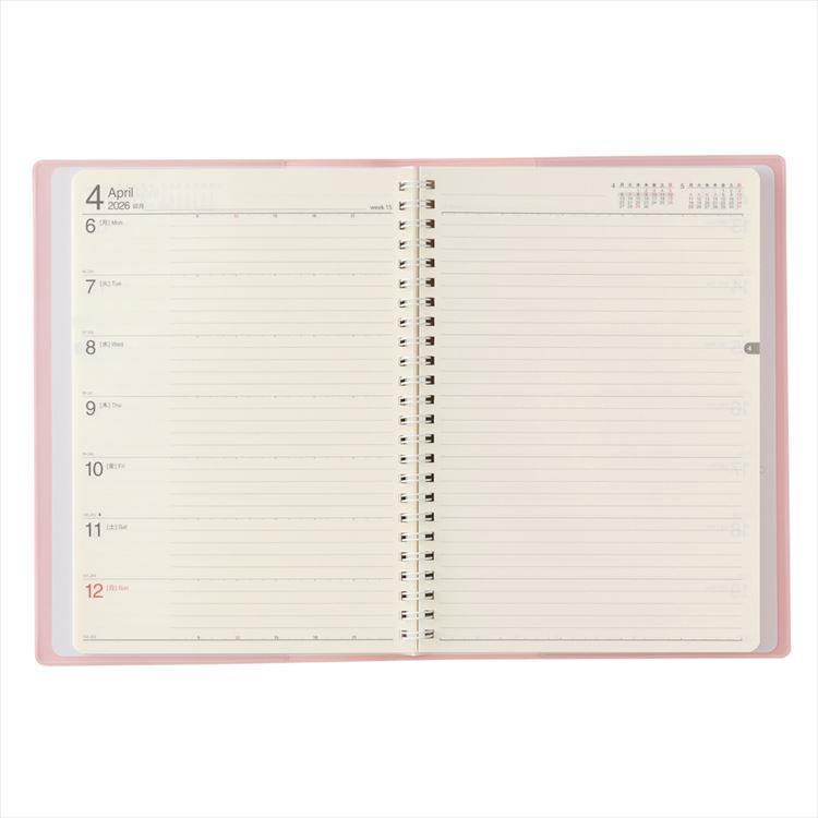 2026年4月始まり手帳 週間レフト A5 NOLTY リング2 ピンク ピンク