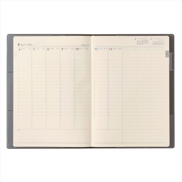 2026年4月始まり手帳 週間バーチカル A5 NOLTY エクリ5 ダークグレー