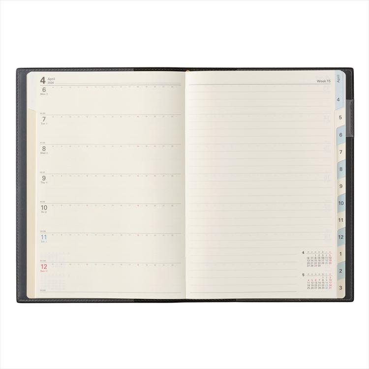 2026年4月始まり手帳 週間レフト A5 NOLTY アクセス1 ブラック ブラック