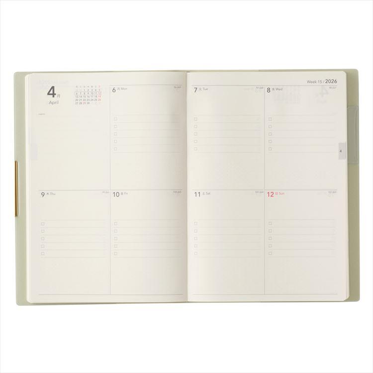 2026年4月始まり手帳 週間ブロック B6 NOLTY エクリ Plus ミント ミント