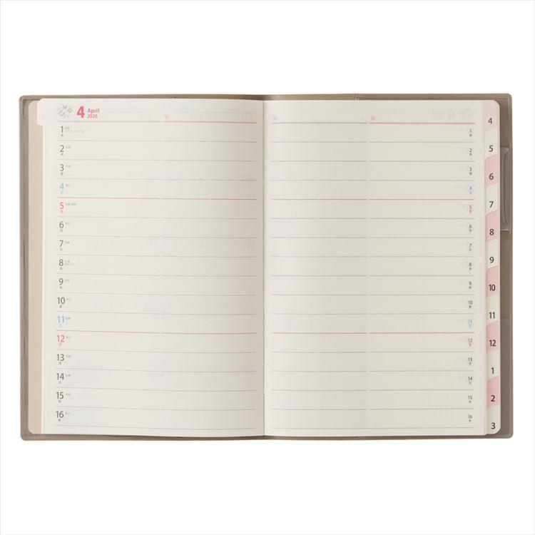 2026年4月始まり手帳 月間 B6 ペイジェム ファミリー 日曜始まり ピンク ピンク