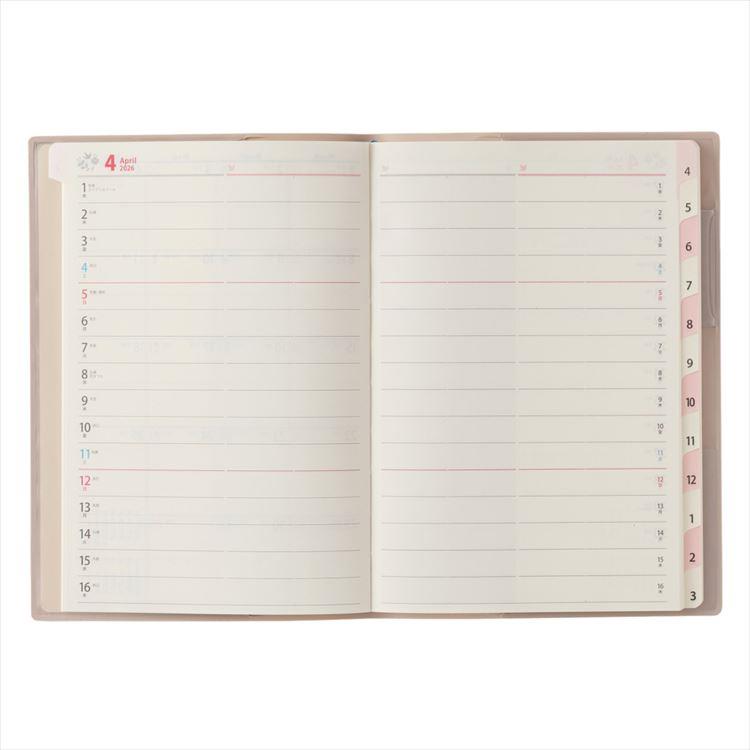 2026年4月始まり手帳 月間 B6 ペイジェム ファミリー 日曜始まり ベージュ ベージュ