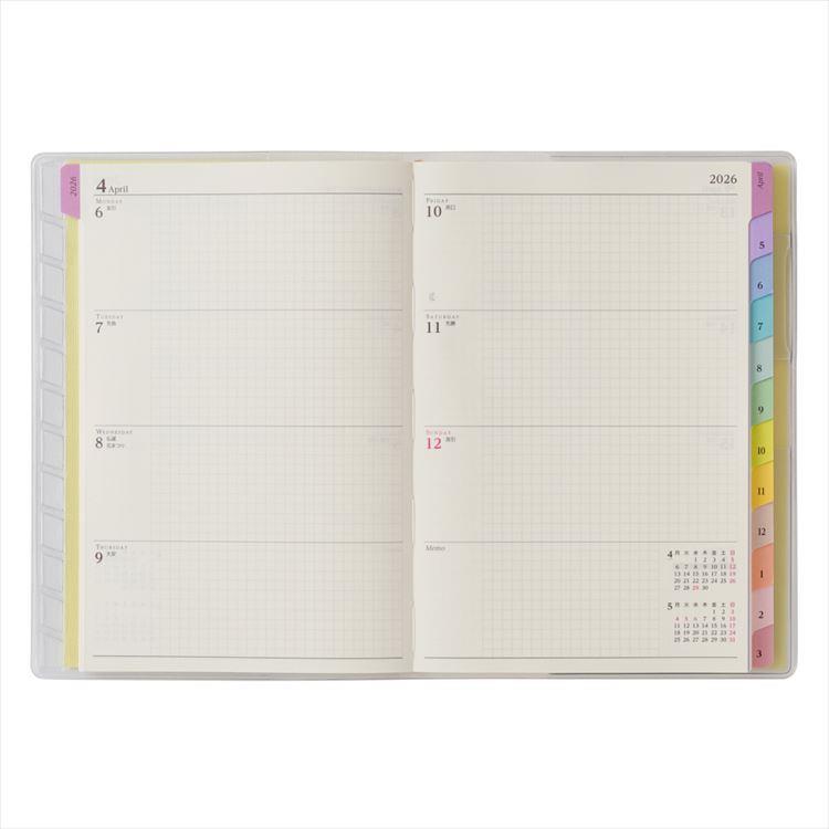 2026年4月始まり手帳 月間 B6 ペイジェム メモ イエロー イエロー