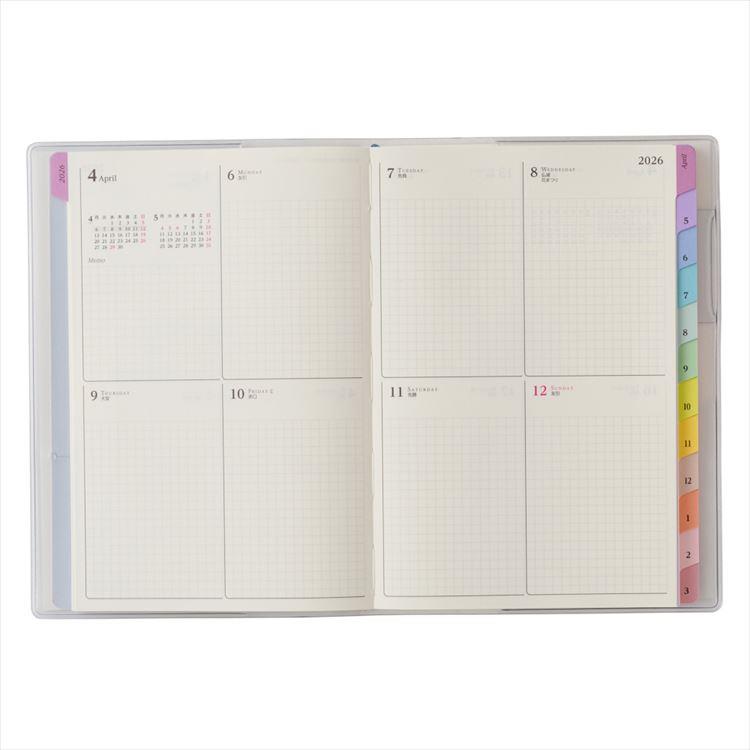 2026年4月始まり手帳 週間ブロック B6 ペイジェム グリーン グリーン
