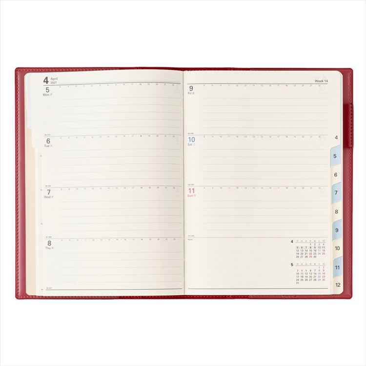 2027年1月始まり手帳 月間 B6 NOLTY キャレル ウィーク レッド レッド