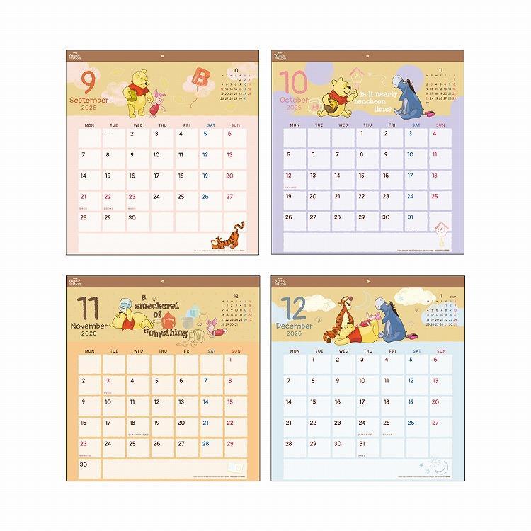 2026年1月始まりカレンダー 壁掛け スクエア くまのプーさん