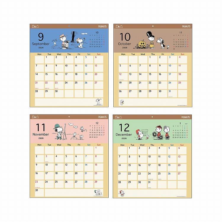 2026年1月始まりカレンダー 壁掛け スクエア スヌーピー