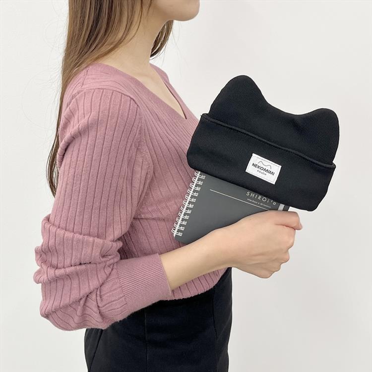 ノートにかぶせる猫耳ポーチ ブラック(ブラック): ステーショナリー