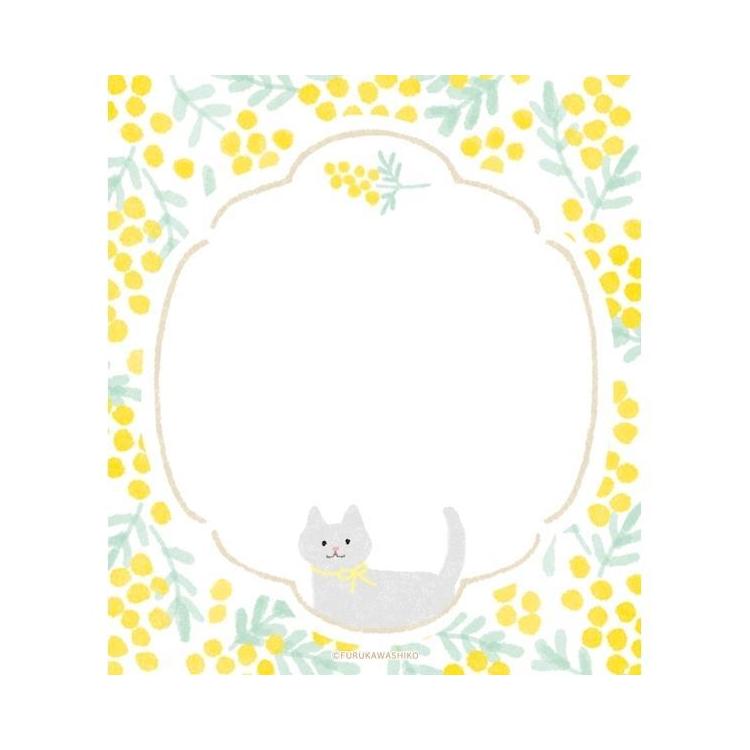 春柄 メモパッド ミモザとネコ ミモザとネコ