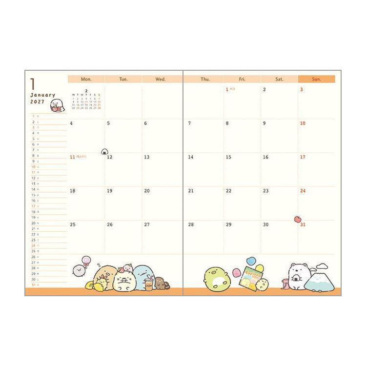 2025年10月始まり手帳 月間 B6 すみっコぐらし 窓辺 窓辺