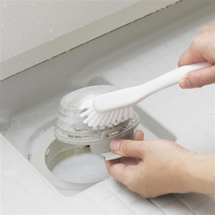 すき間や溝が洗いやすいバスブラシ グレー グレー