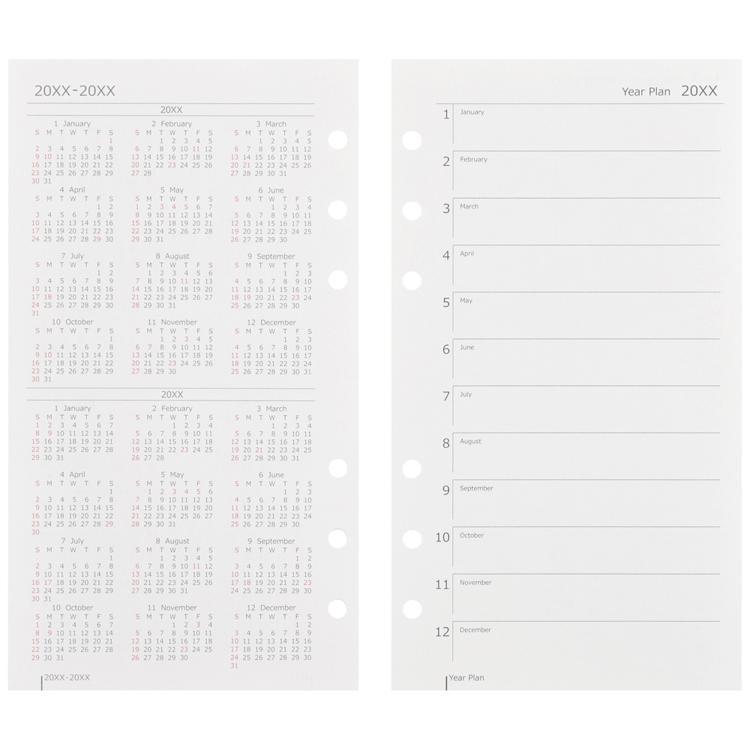 2026年1月始まりシステム手帳用リフィル バイブル 週間レフト データプラン 月間+週間