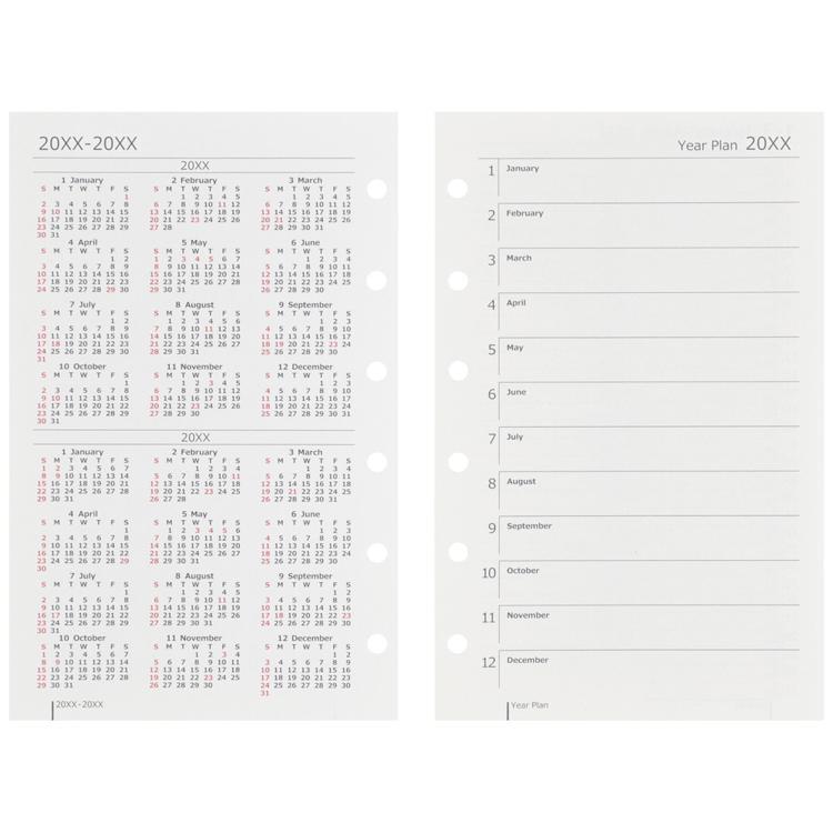 2026年1月始まりシステム手帳用リフィル ミニ6 週間レフト データプラン 月間+週間