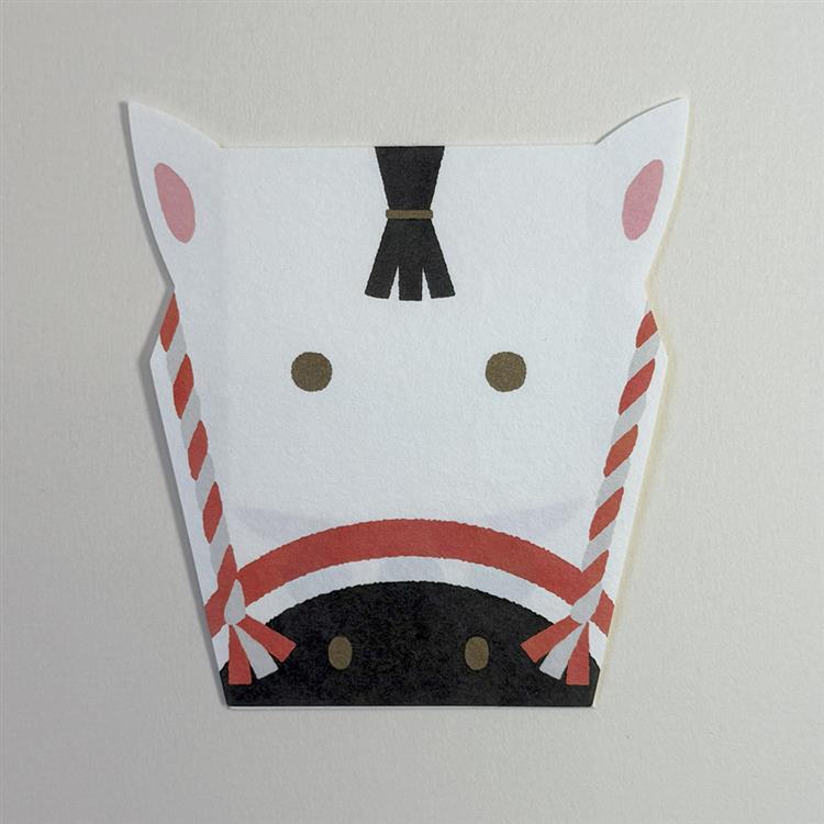 年賀ポチ袋 型抜きペア かおぽち ホース 2柄各1枚入り