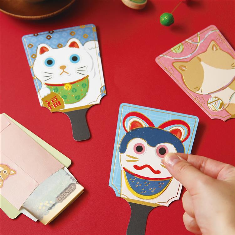年賀 福笑い!羽子板ぽち ネコ 1枚入り ネコ