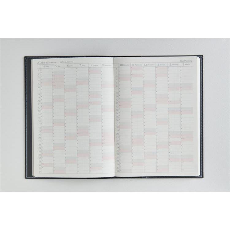 2026年3月始まり手帳 週間レフト A5 デスクダイアリー(915)紺