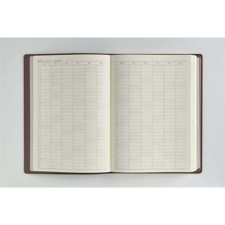 2026年4月始まり手帳 週間ブロック A5 3年卓上日誌(951)茶